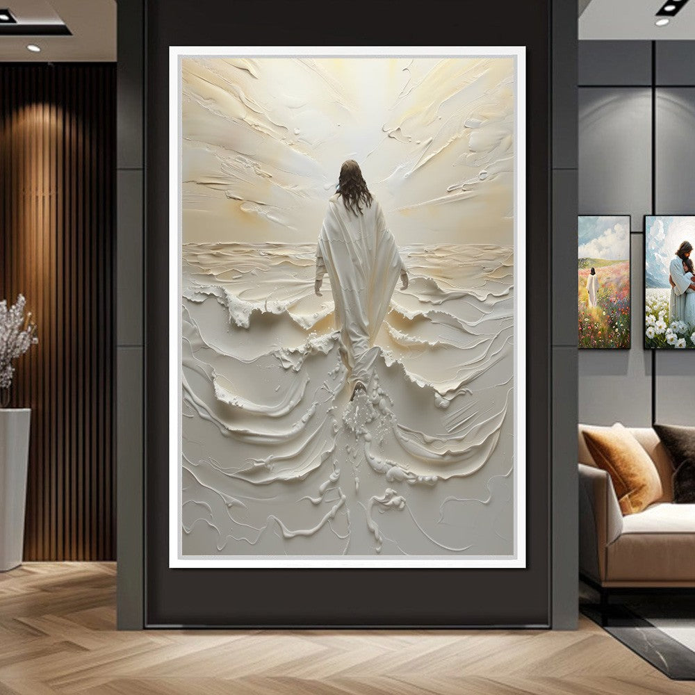 Religião cristã fé sagrado jesus andando na água arte cartaz impressão Jesus