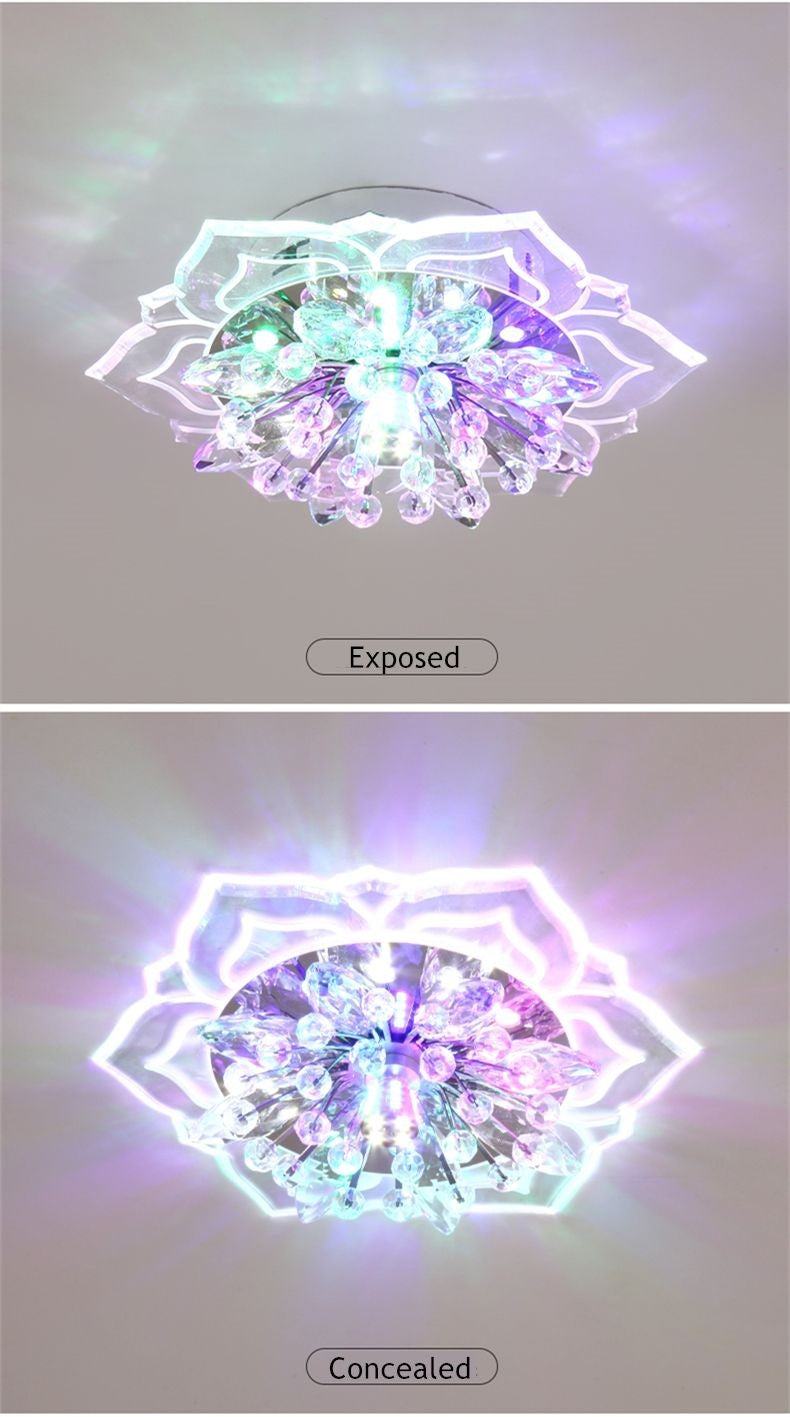 Plafon de Teto LED com Cristal Moderno TRAZOS - Mini Lustre para Sala, Quarto e Corredor