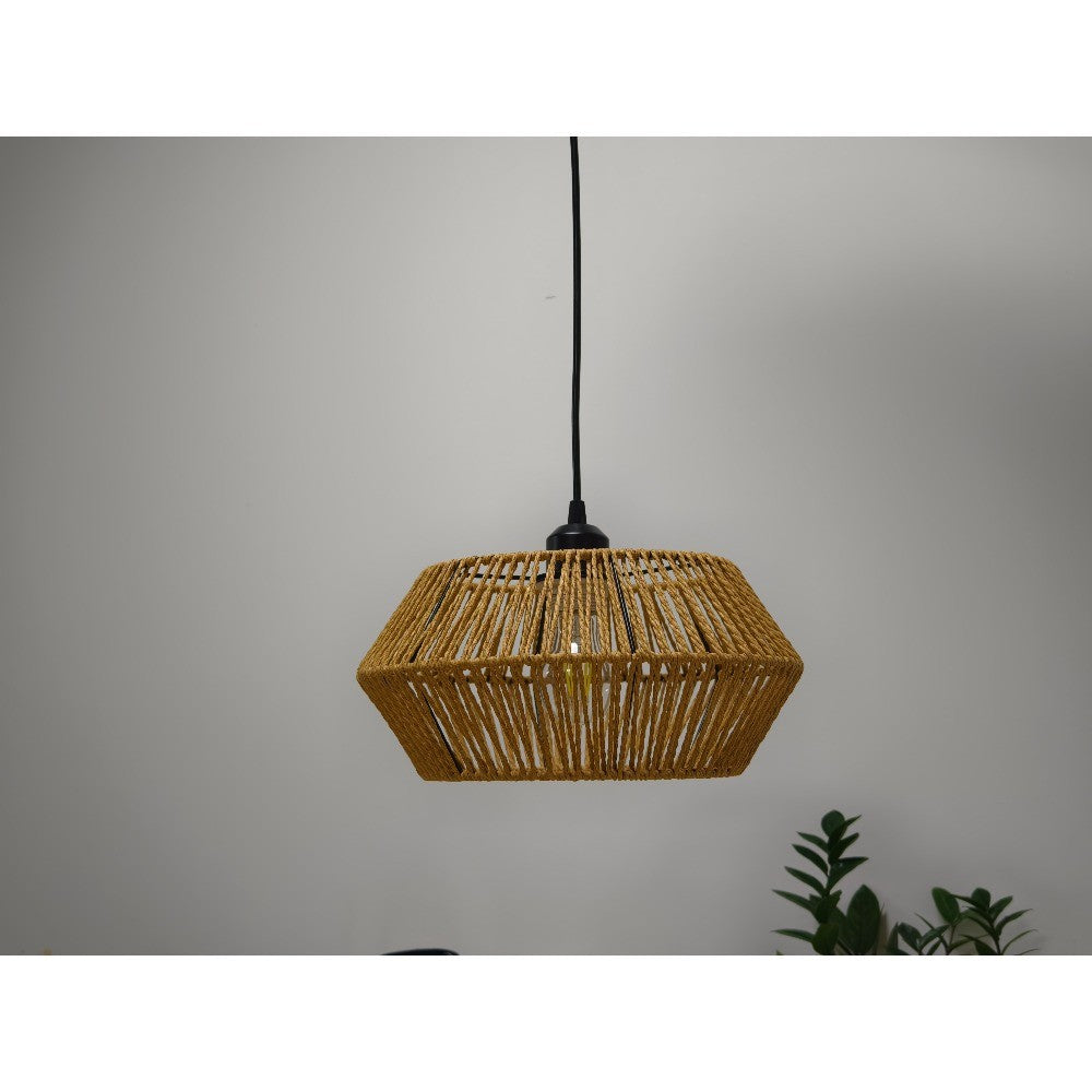 Pendente de Rattan Artesanal Estilo Zen Vintage - Instalação Fácil na Tomada (Plug-in) E27