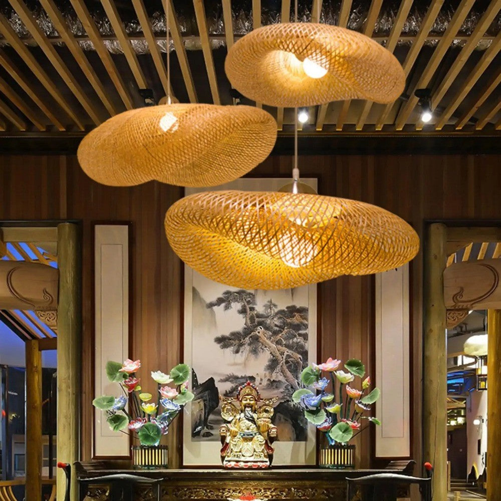 Lustre Pendente de Bambu Artesanal - Estilo Boho e Escandinavo para Sala de Jantar e Estar