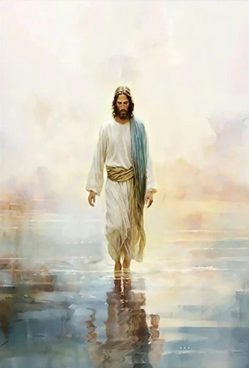 Religião cristã fé sagrado jesus andando na água arte cartaz impressão Jesus