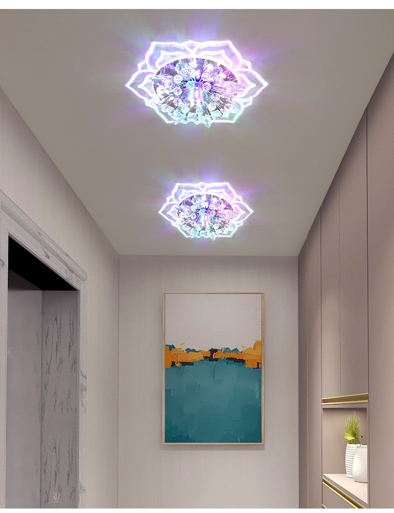 Plafon de Teto LED com Cristal Moderno TRAZOS - Mini Lustre para Sala, Quarto e Corredor