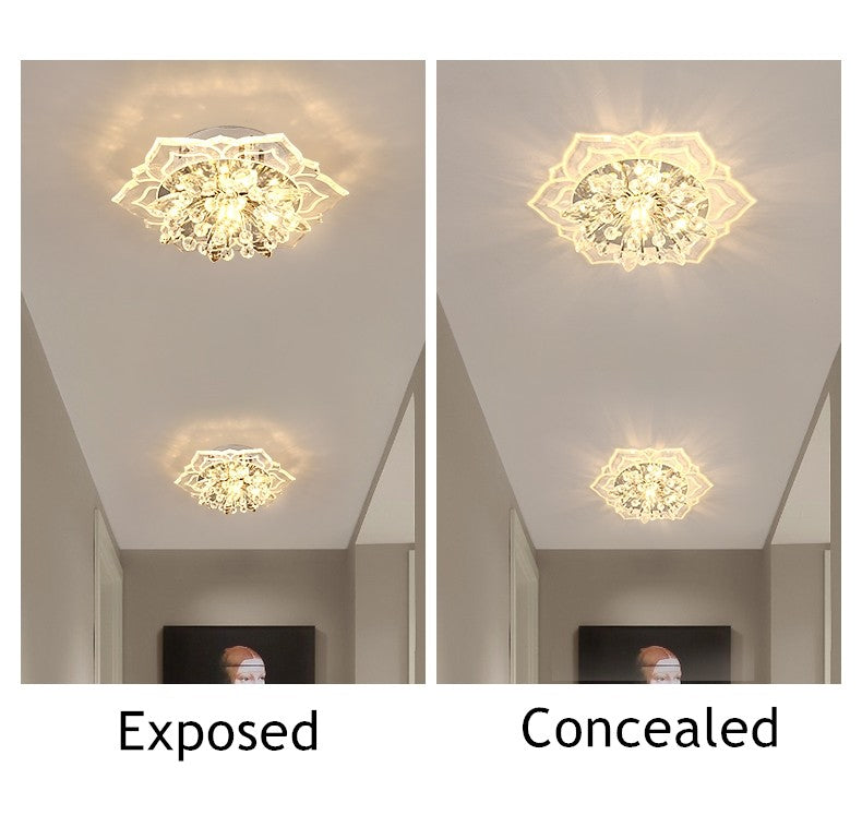 Plafon de Teto LED com Cristal Moderno TRAZOS - Mini Lustre para Sala, Quarto e Corredor