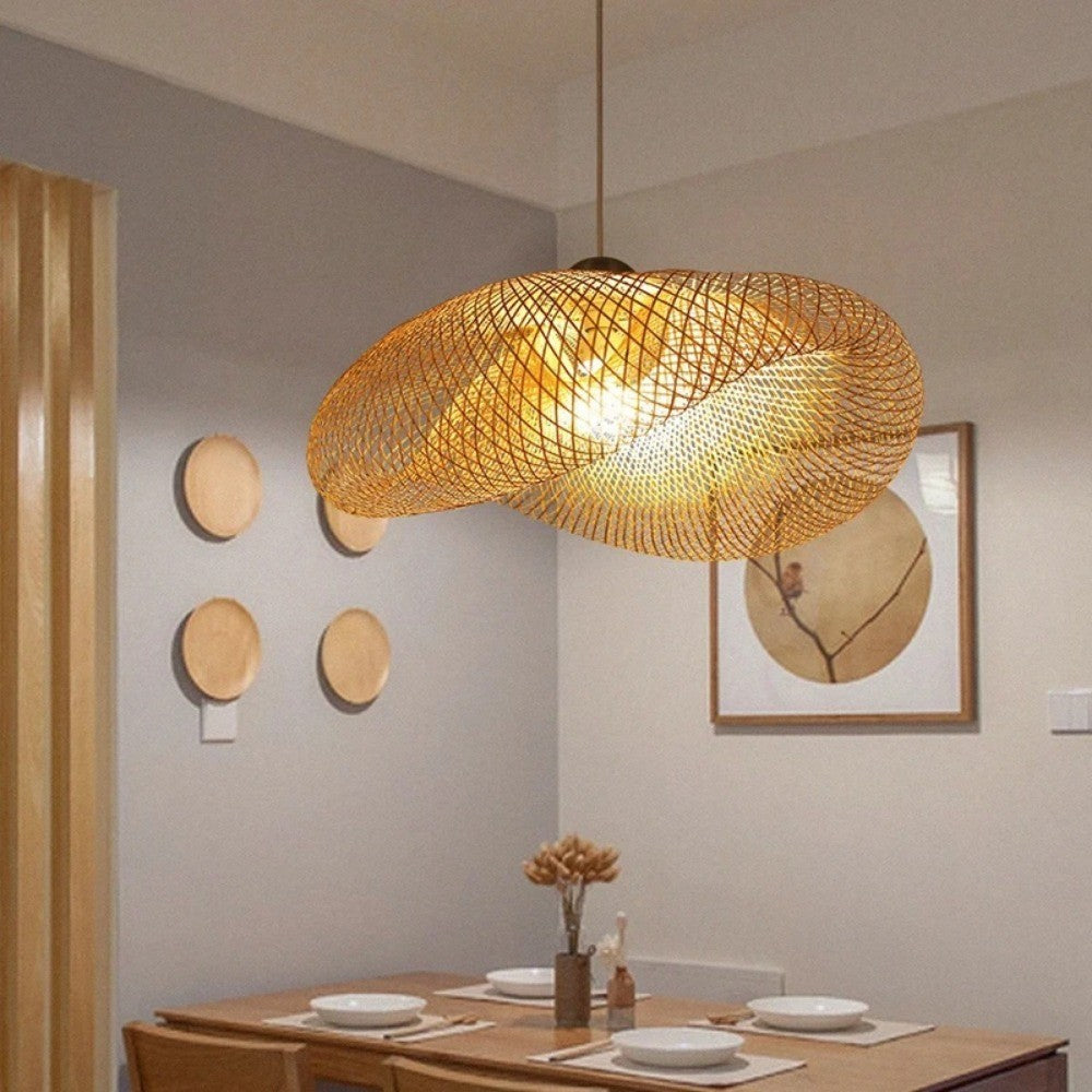 Lustre Pendente de Bambu Artesanal - Estilo Boho e Escandinavo para Sala de Jantar e Estar