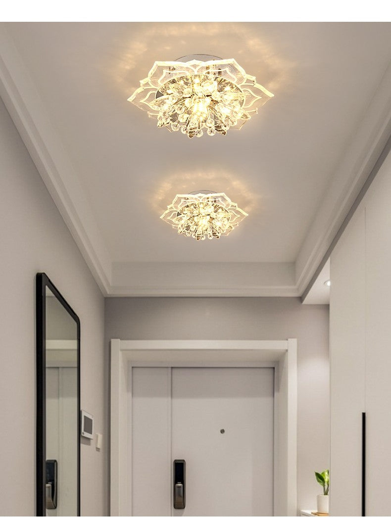 Plafon de Teto LED com Cristal Moderno TRAZOS - Mini Lustre para Sala, Quarto e Corredor