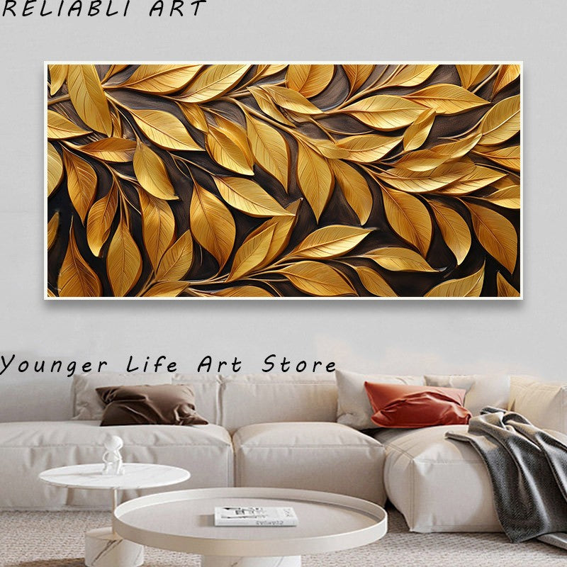 Folhas Douradas Poster e Impressões, Estilo Nórdico, Pintura em Lona