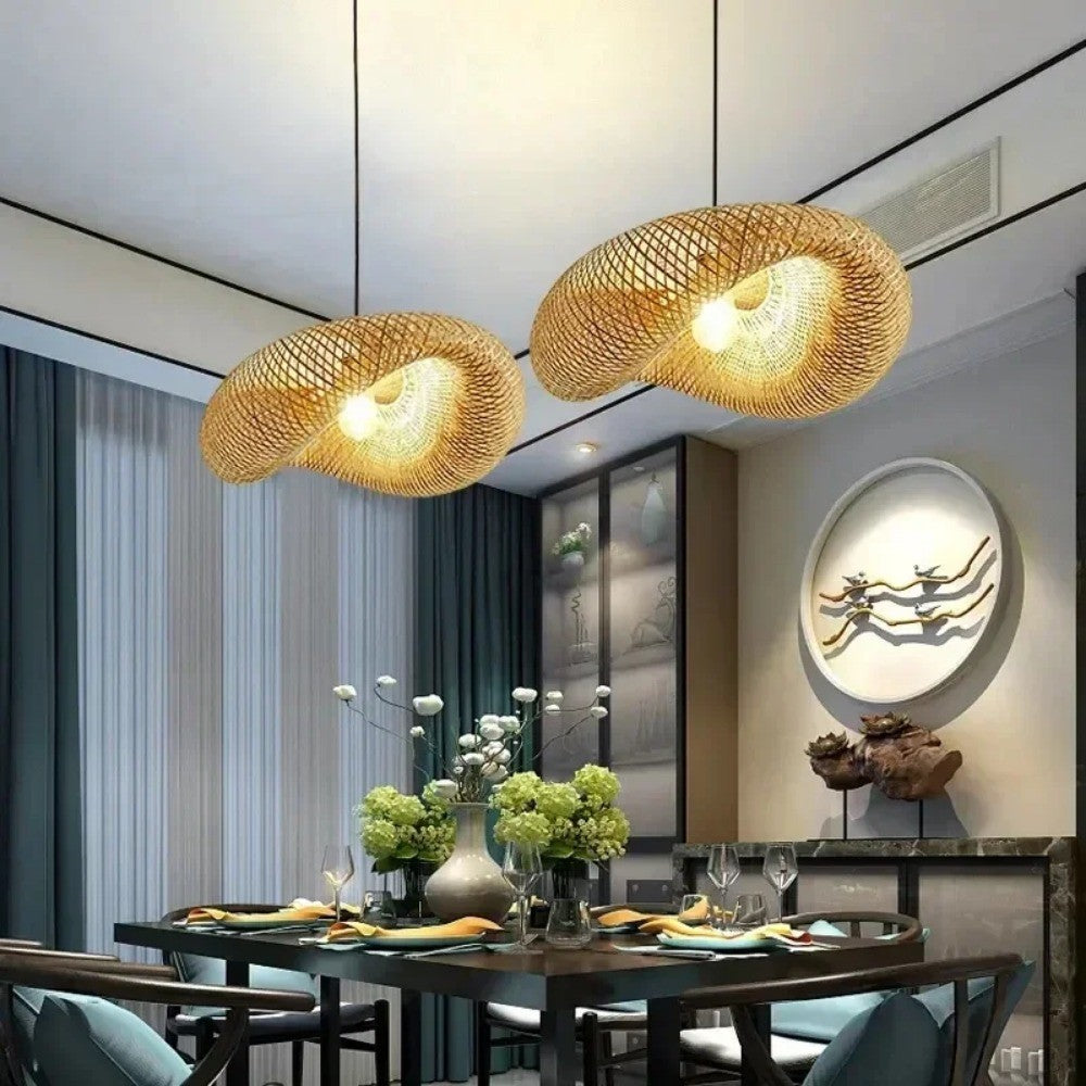 Lustre Pendente de Bambu Artesanal - Estilo Boho e Escandinavo para Sala de Jantar e Estar