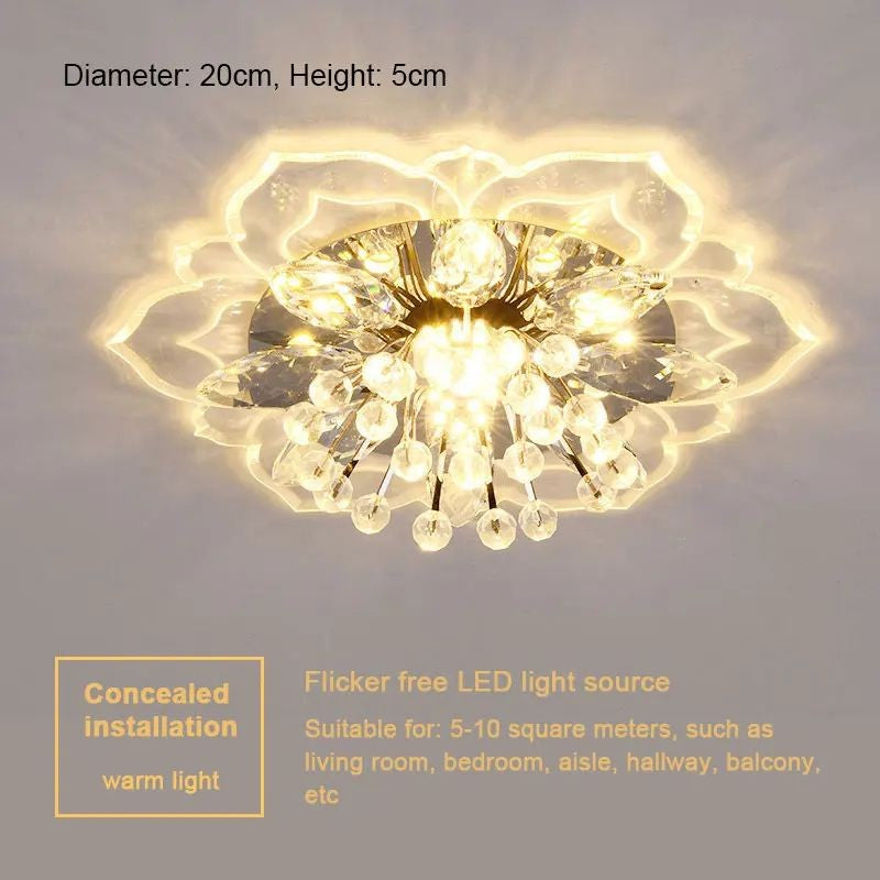 Plafon de Teto LED com Cristal Moderno TRAZOS - Mini Lustre para Sala, Quarto e Corredor