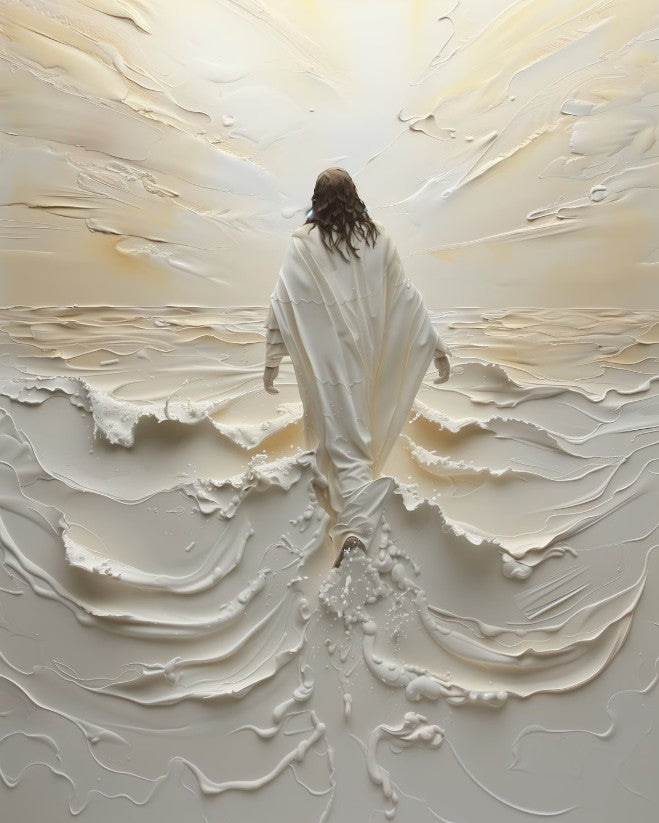 Religião cristã fé sagrado jesus andando na água arte cartaz impressão Jesus