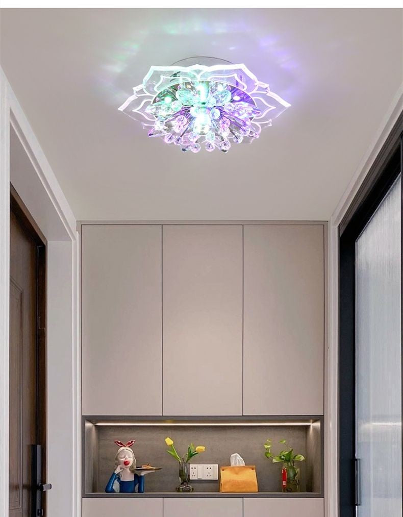 Plafon de Teto LED com Cristal Moderno TRAZOS - Mini Lustre para Sala, Quarto e Corredor
