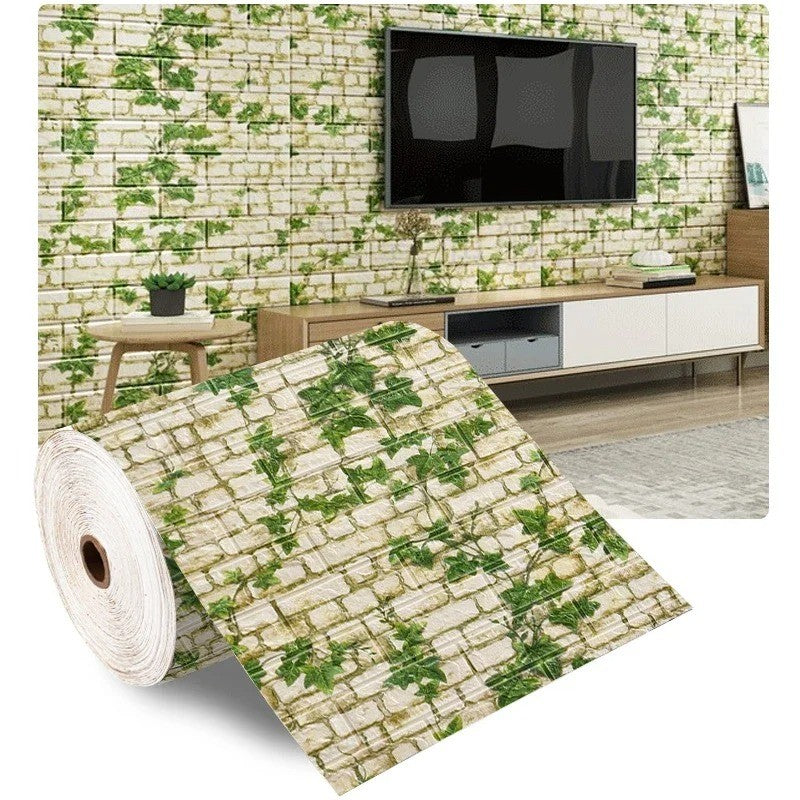 Papel de Parede 3D Adesivo Tijolinho Branco em Espuma (Rolo 70cm x 10m) - Anti-Impacto e Acústico