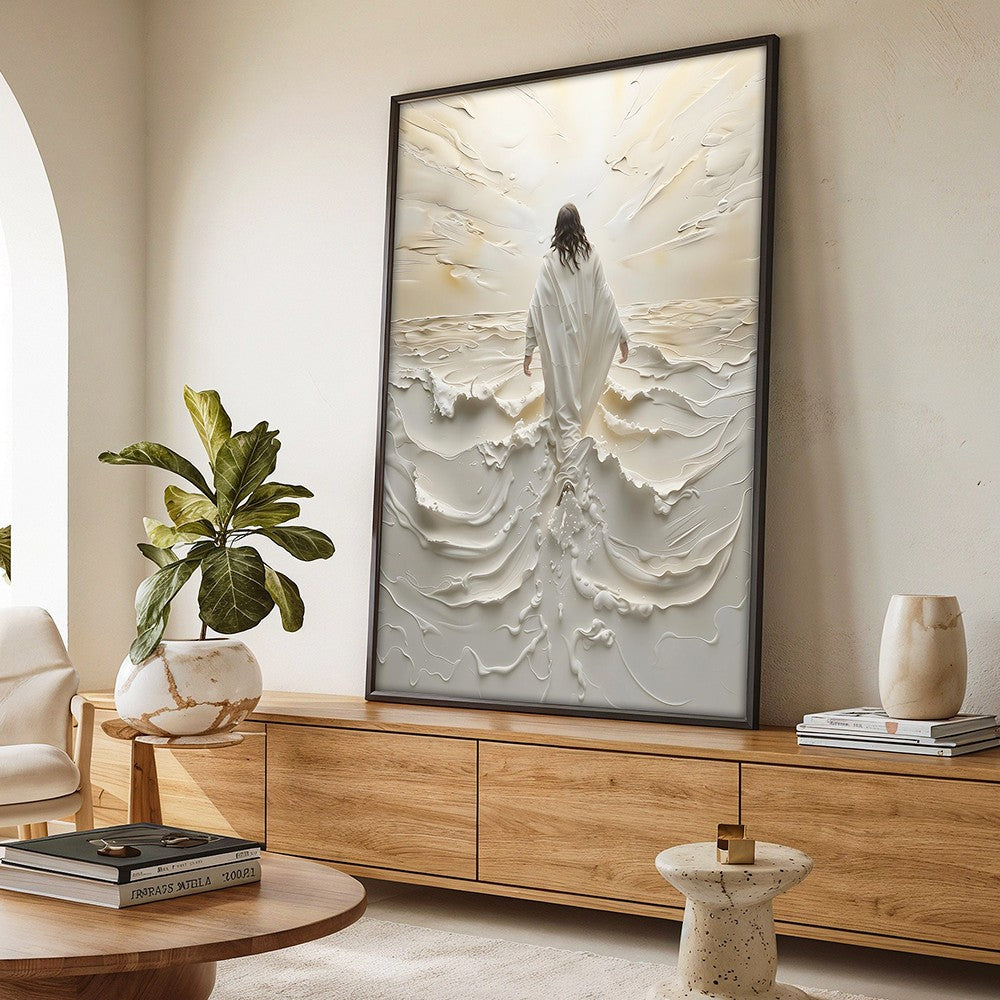 Religião cristã fé sagrado jesus andando na água arte cartaz impressão Jesus