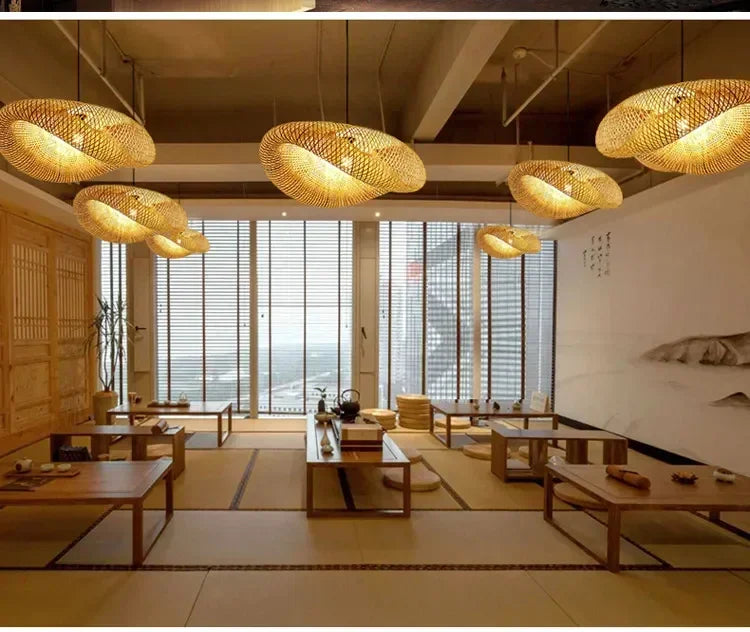 Lustre Pendente de Bambu Artesanal - Estilo Boho e Escandinavo para Sala de Jantar e Estar