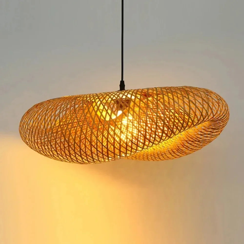 Lustre Pendente de Bambu Artesanal - Estilo Boho e Escandinavo para Sala de Jantar e Estar