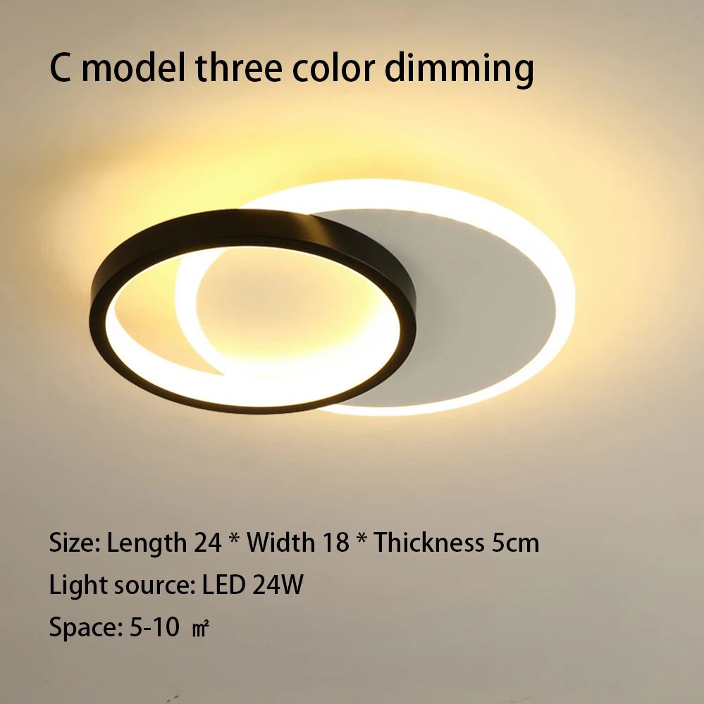 Plafon de Teto LED Moderno com 3 Temperaturas de Cor - Dimerizável para Corredor, Sala e Quarto