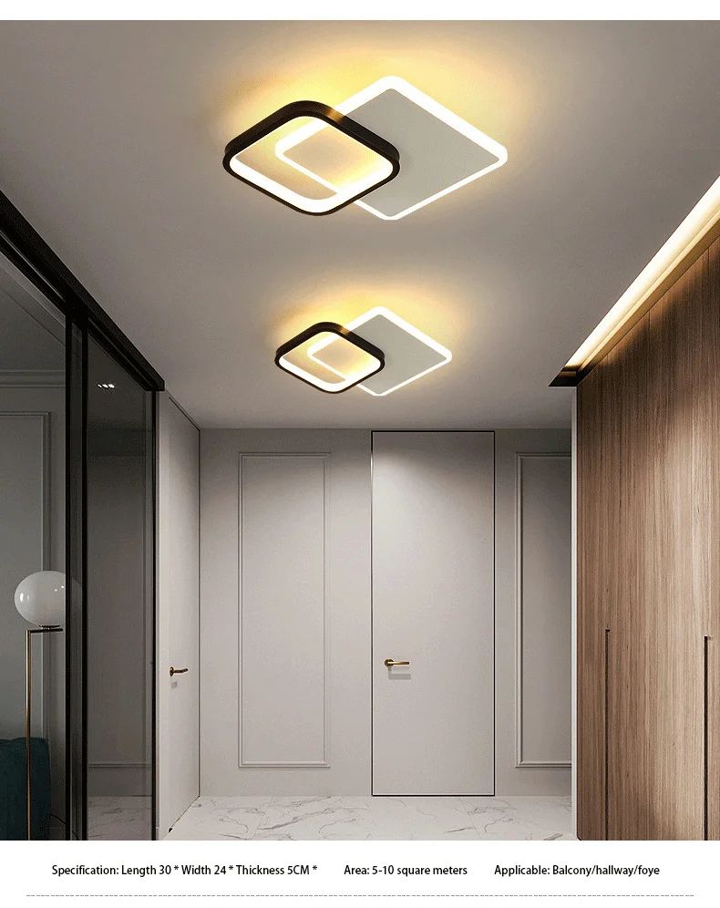 Plafon de Teto LED Moderno com 3 Temperaturas de Cor - Dimerizável para Corredor, Sala e Quarto