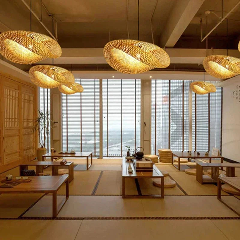 Lustre Pendente de Bambu Artesanal - Estilo Boho e Escandinavo para Sala de Jantar e Estar