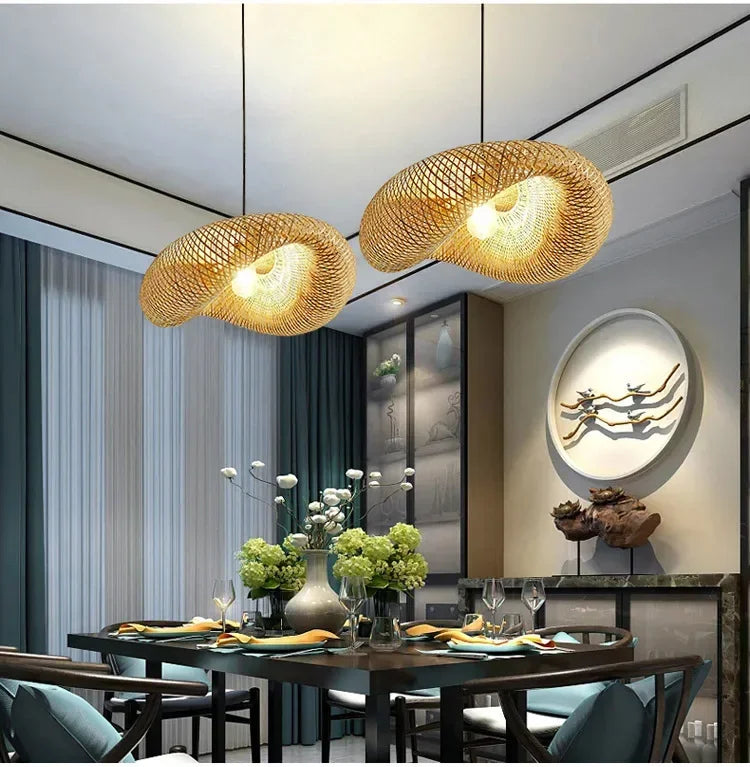 Lustre Pendente de Bambu Artesanal - Estilo Boho e Escandinavo para Sala de Jantar e Estar