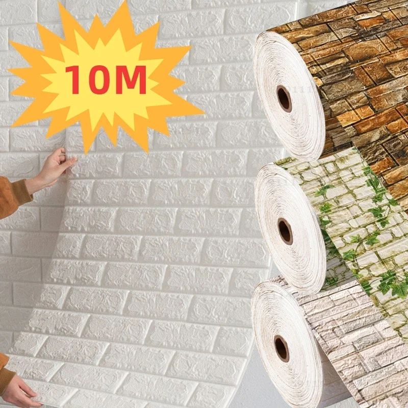 Papel de Parede 3D Adesivo Tijolinho Branco em Espuma (Rolo 70cm x 10m) - Anti-Impacto e Acústico