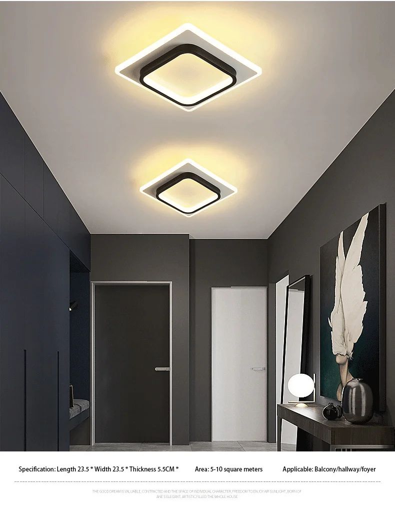 Plafon de Teto LED Moderno com 3 Temperaturas de Cor - Dimerizável para Corredor, Sala e Quarto