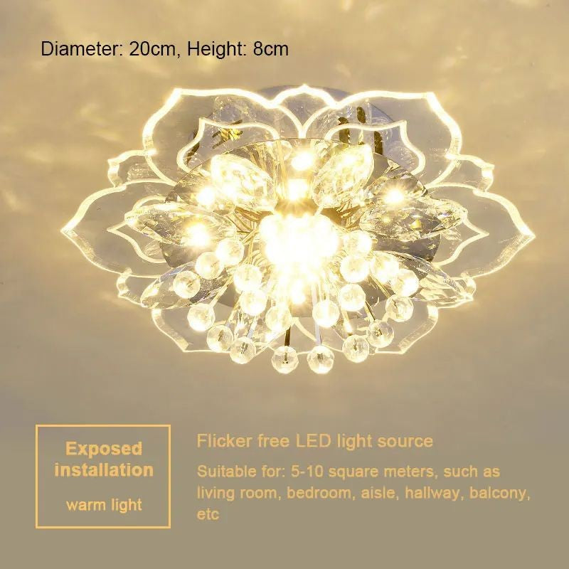 Plafon de Teto LED com Cristal Moderno TRAZOS - Mini Lustre para Sala, Quarto e Corredor