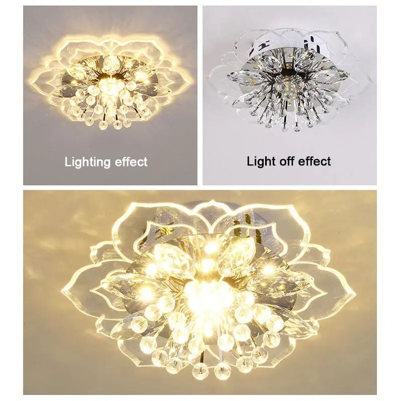 Plafon de Teto LED com Cristal Moderno TRAZOS - Mini Lustre para Sala, Quarto e Corredor