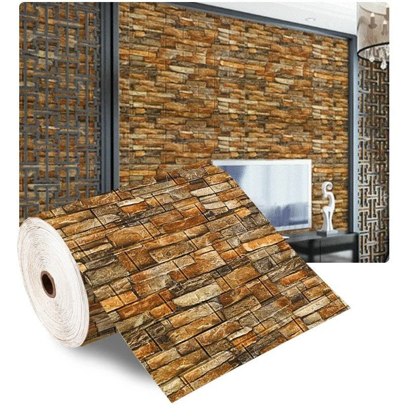 Papel de Parede 3D Adesivo Tijolinho Branco em Espuma (Rolo 70cm x 10m) - Anti-Impacto e Acústico