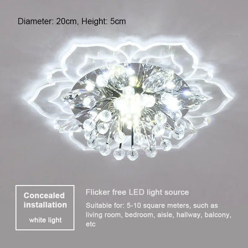Plafon de Teto LED com Cristal Moderno TRAZOS - Mini Lustre para Sala, Quarto e Corredor