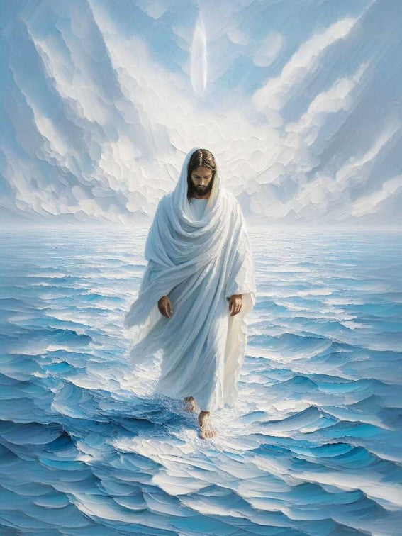 Religião cristã fé sagrado jesus andando na água arte cartaz impressão Jesus