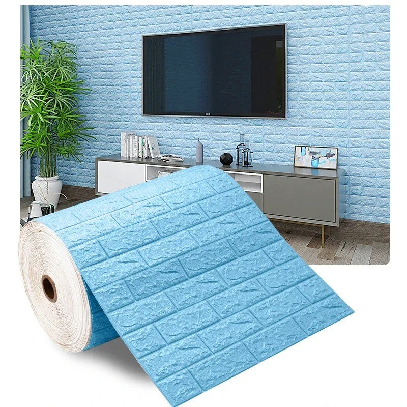 Papel de Parede 3D Adesivo Tijolinho Branco em Espuma (Rolo 70cm x 10m) - Anti-Impacto e Acústico