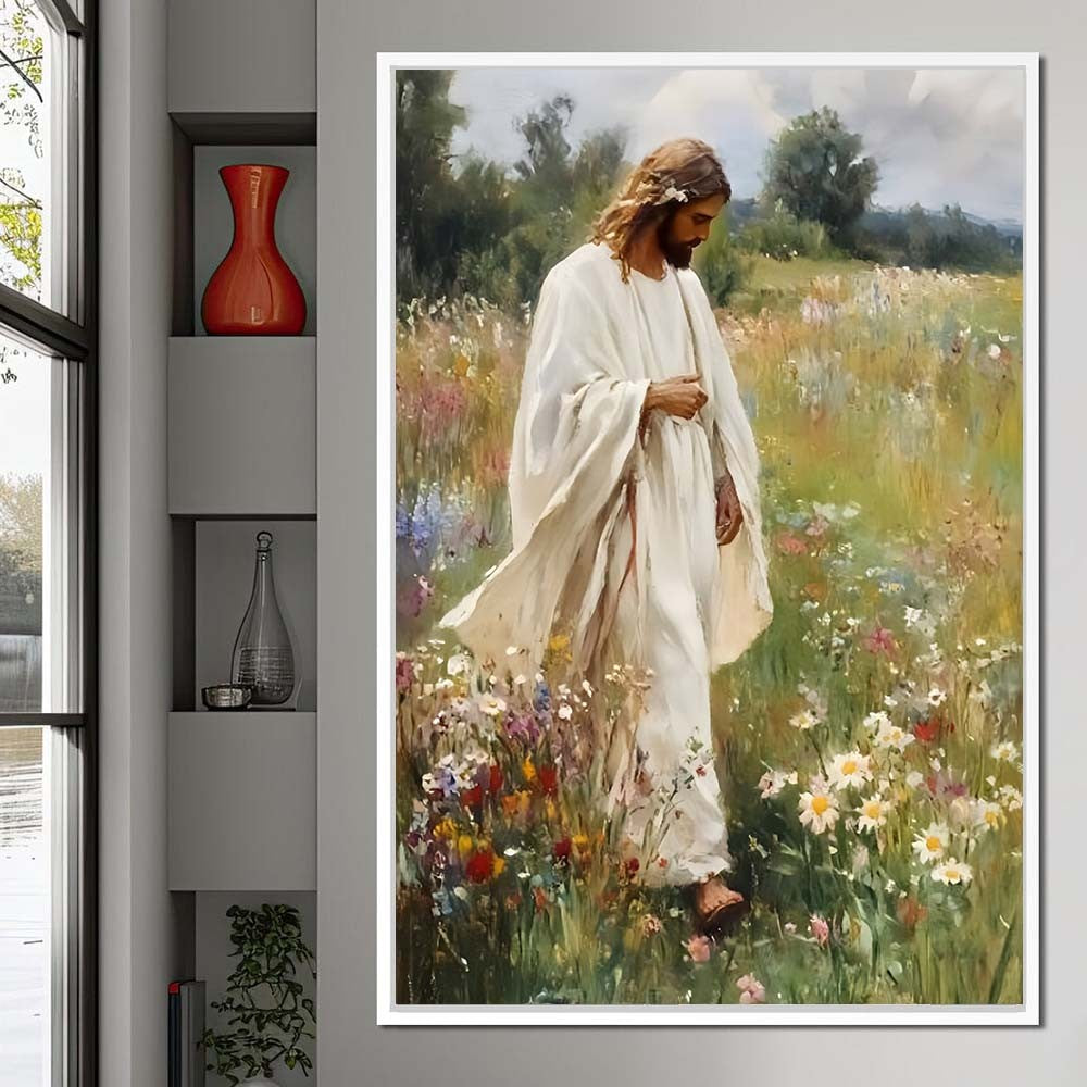 Religião cristã fé sagrado jesus andando na água arte cartaz impressão Jesus