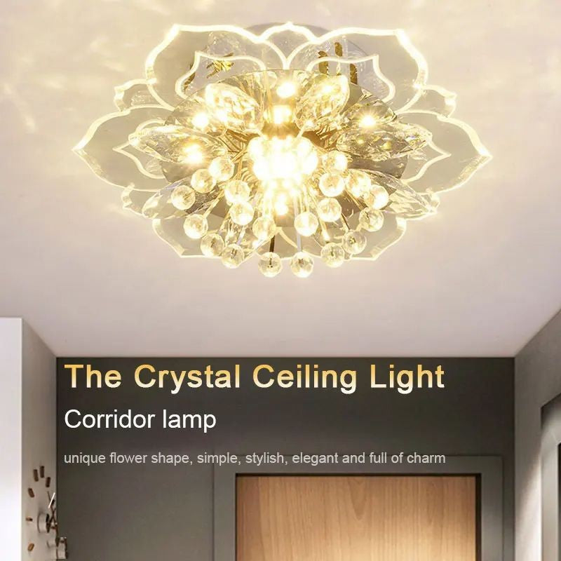 Plafon de Teto LED com Cristal Moderno TRAZOS - Mini Lustre para Sala, Quarto e Corredor