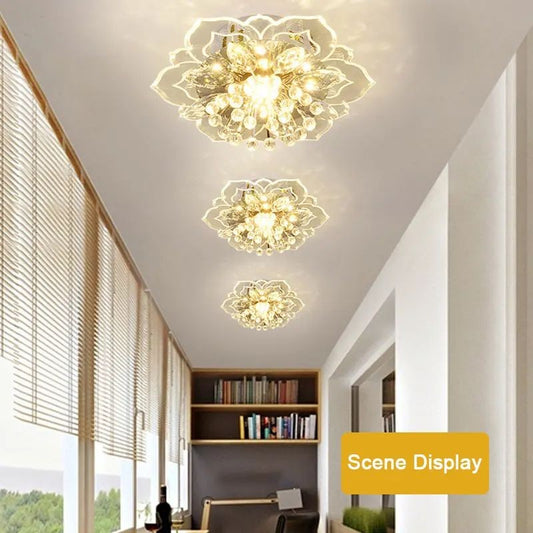 Plafon de Teto LED com Cristal Moderno TRAZOS - Mini Lustre para Sala, Quarto e Corredor