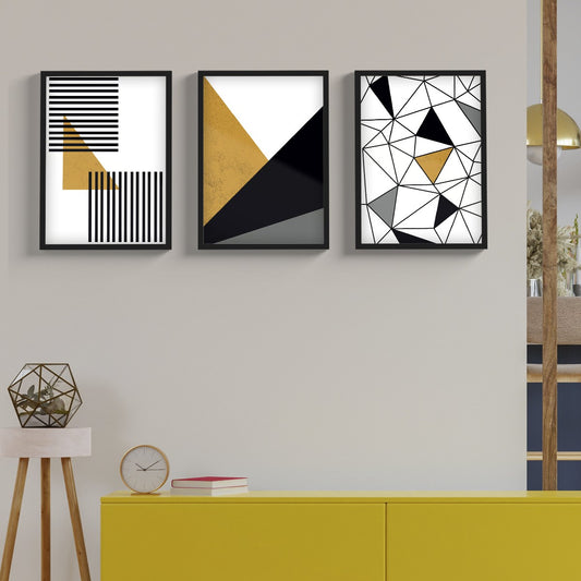 Quadros Decorativos Modernos Moldura Vidro Sala Geométricos