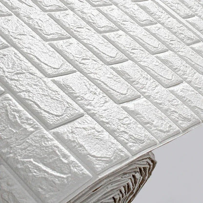 Papel de Parede 3D Adesivo Tijolinho Branco em Espuma (Rolo 70cm x 10m) - Anti-Impacto e Acústico