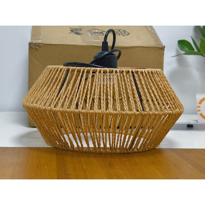 Pendente de Rattan Artesanal Estilo Zen Vintage - Instalação Fácil na Tomada (Plug-in) E27