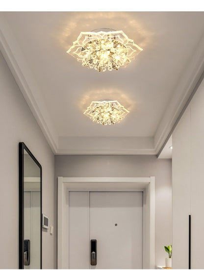 Plafon de Teto LED com Cristal Moderno TRAZOS - Mini Lustre para Sala, Quarto e Corredor