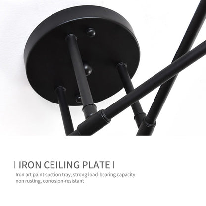Lustre Industrial Moderno com 6 Braços - Estrutura em Ferro para Lâmpadas E27