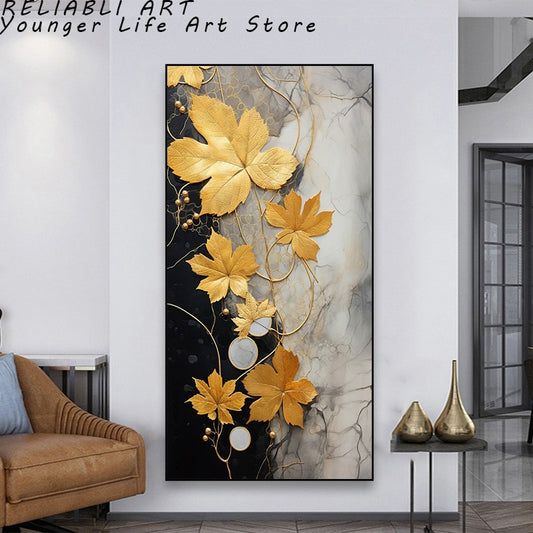 Folhas Douradas Poster e Impressões, Estilo Nórdico, Pintura em Lona