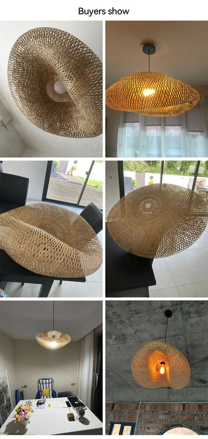 Lustre Pendente de Bambu Artesanal - Estilo Boho e Escandinavo para Sala de Jantar e Estar
