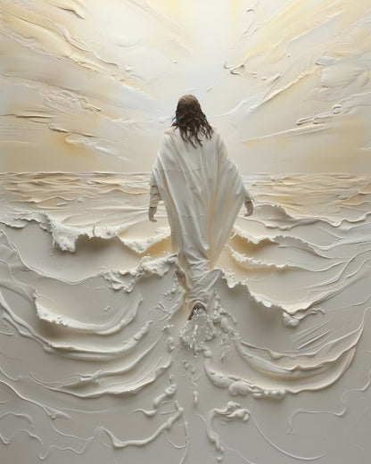 Religião cristã fé sagrado jesus andando na água arte cartaz impressão Jesus