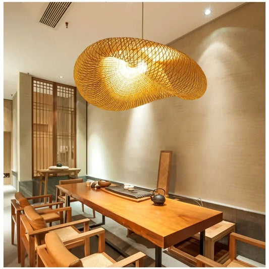Lustre Pendente de Bambu Artesanal - Estilo Boho e Escandinavo para Sala de Jantar e Estar