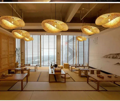Lustre Pendente de Bambu Artesanal - Estilo Boho e Escandinavo para Sala de Jantar e Estar