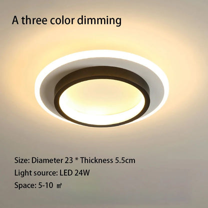 Plafon de Teto LED Moderno com 3 Temperaturas de Cor - Dimerizável para Corredor, Sala e Quarto
