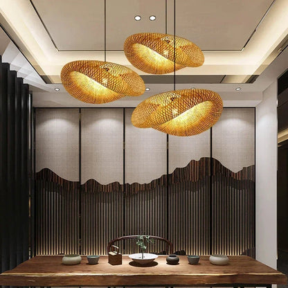 Lustre Pendente de Bambu Artesanal - Estilo Boho e Escandinavo para Sala de Jantar e Estar