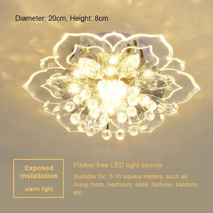 Plafon de Teto LED com Cristal Moderno TRAZOS - Mini Lustre para Sala, Quarto e Corredor