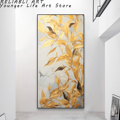 Folhas Douradas Poster e Impressões, Estilo Nórdico, Pintura em Lona