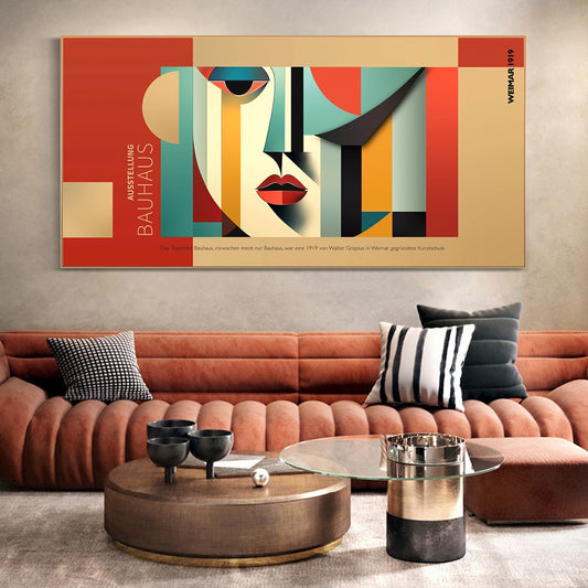 Quadro Bauhaus em Tela - Arte Abstrata Geométrica e Minimalista para Decoração Moderna