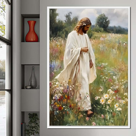 Religião cristã fé sagrado jesus andando na água arte cartaz impressão Jesus